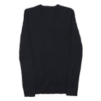 POLO RALPH LAUREN Womens Black Cable Knit Button Up Jumper M Classic Cotton