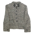 KAREN MILLEN Womens Black & Cream Wool Blend Button Jacket UK 10 Tweed Classic