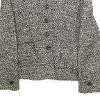 KAREN MILLEN Womens Black & Cream Wool Blend Button Jacket UK 10 Tweed Classic