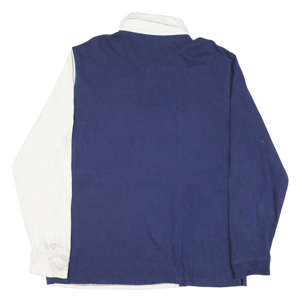 LEVI'S Mens Blue & White Long Sleeve Colourblock Polo Shirt L Cotton Blend