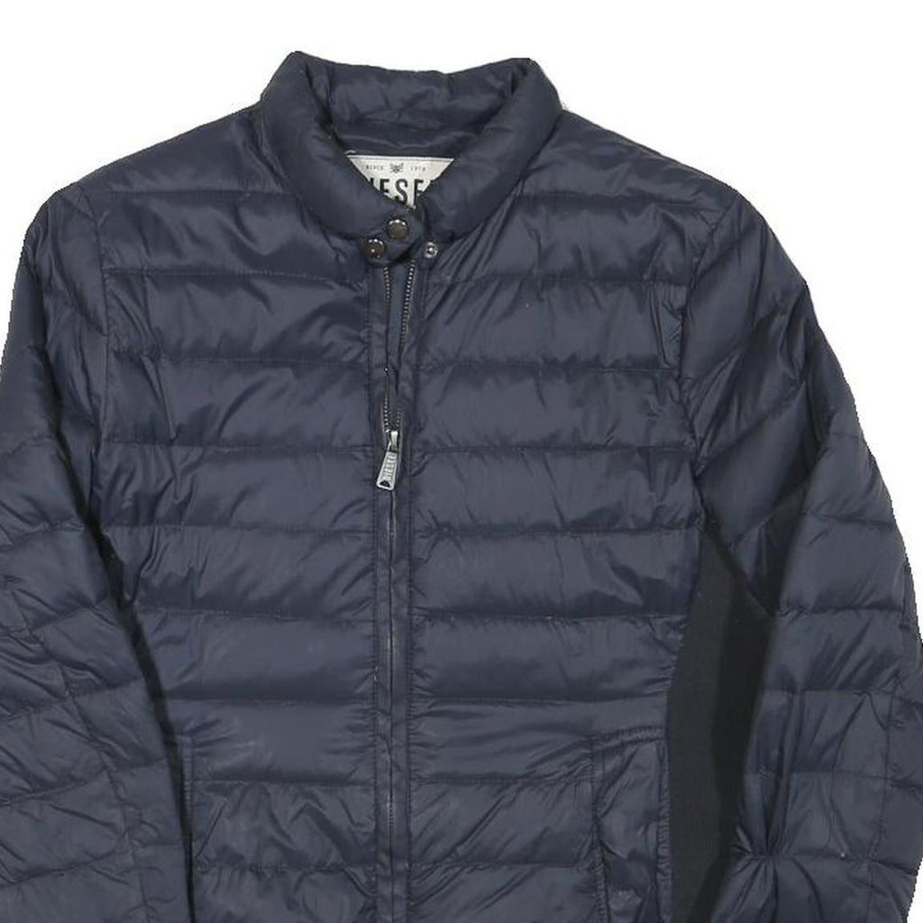 DIESEL Womens Navy Blue Jacket S Polyester Blend Puffer Zip Up Lightweight