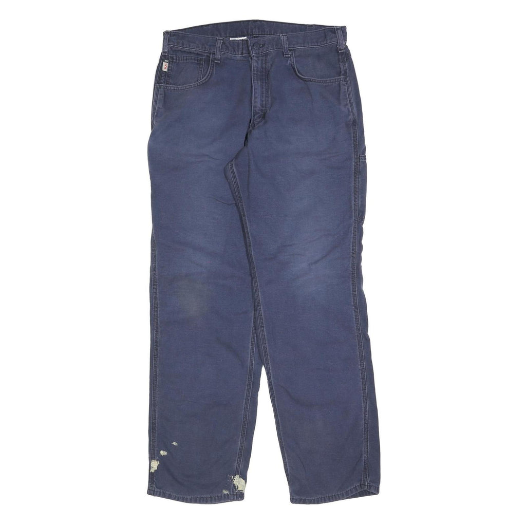 CARHARTT Mens Cotton Blend Navy Blue Regular Fit Straight Leg Trousers W34 L34