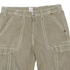 TRUE RELIGION Mens Shorts Beige XL W38 Cargo Cotton Blend Contrast Stitching