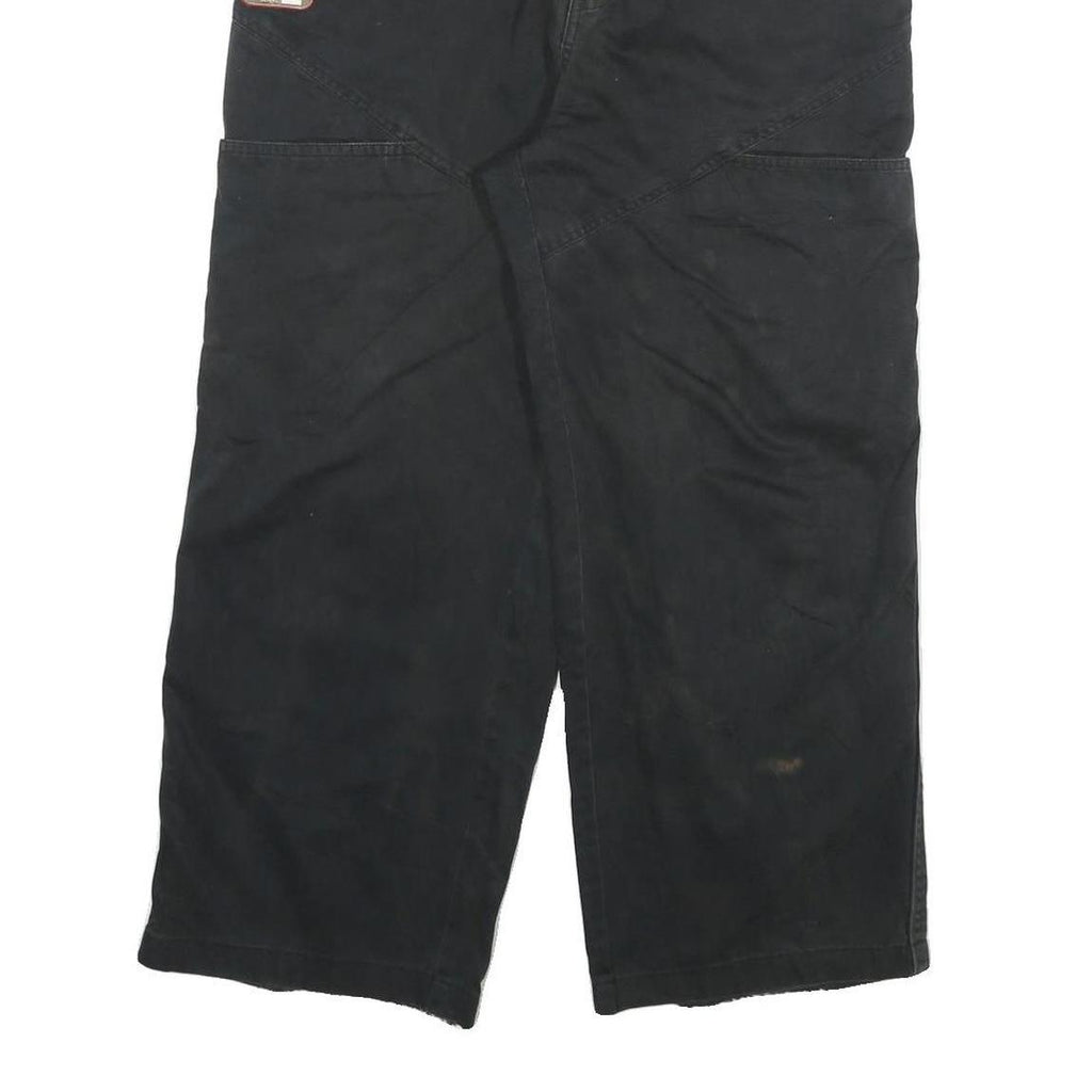 ESKO Womens Black Cotton Blend Relaxed Wide-Leg Trousers W28 L25 Casual Zip