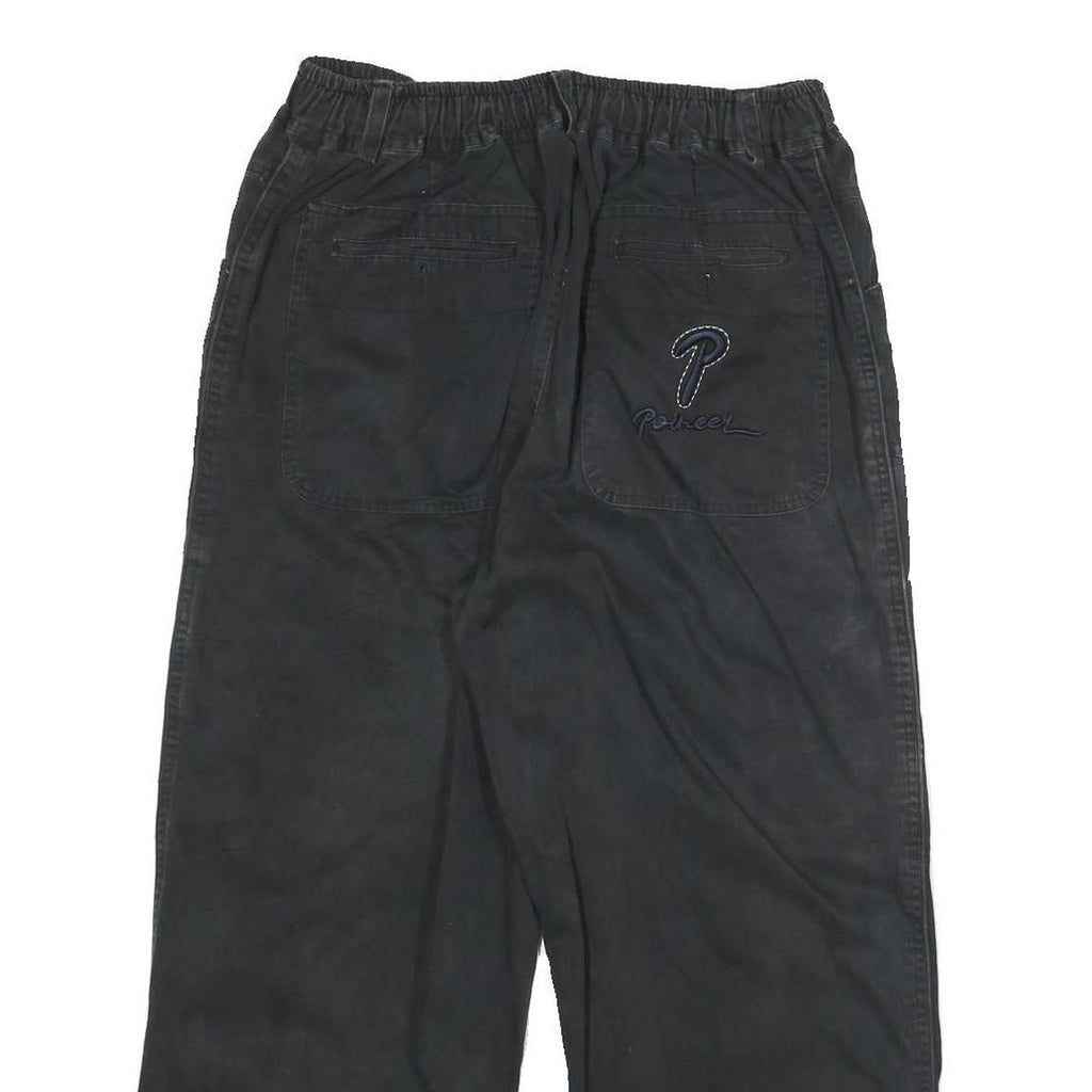 ESKO Womens Black Cotton Blend Relaxed Wide-Leg Trousers W28 L25 Casual Zip