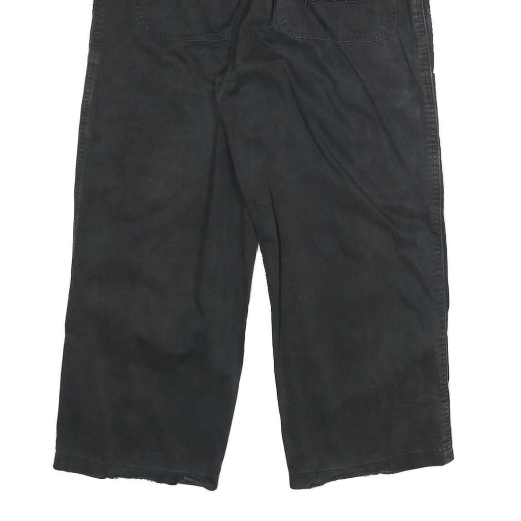 ESKO Womens Black Cotton Blend Relaxed Wide-Leg Trousers W28 L25 Casual Zip