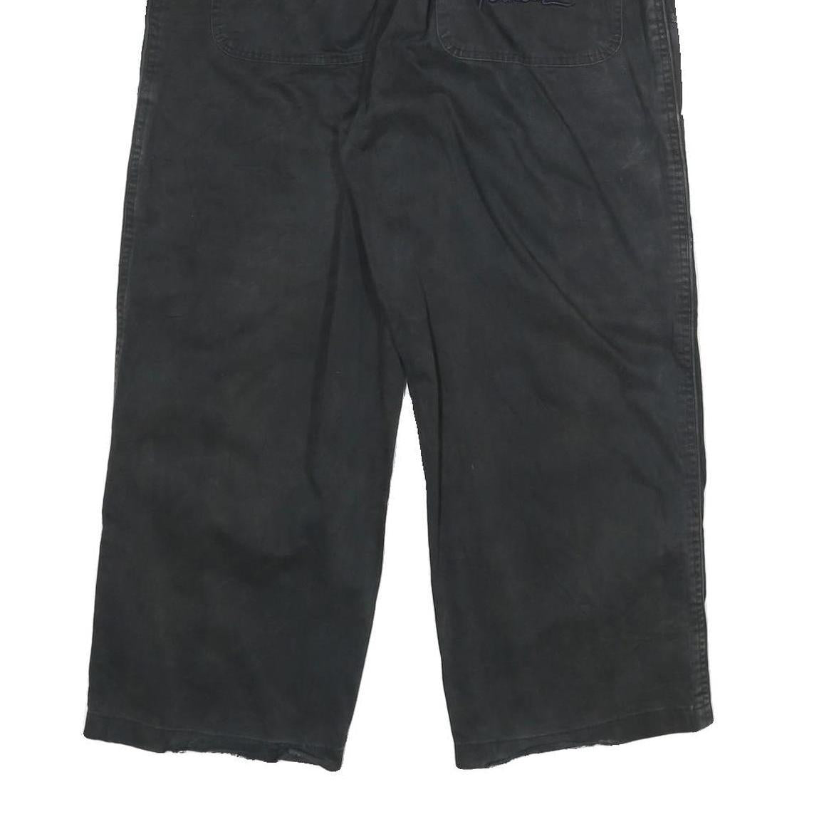 ESKO Womens Black Cotton Blend Relaxed Wide-Leg Trousers W28 L25 Casual Zip