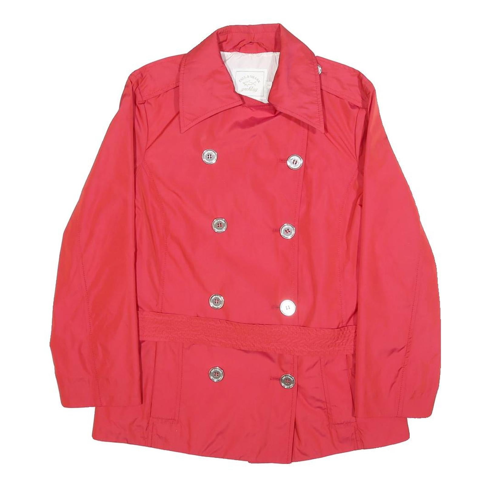 PAUL & SHARK Womens Red Button Jacket S Polyester Classic Double Breasted