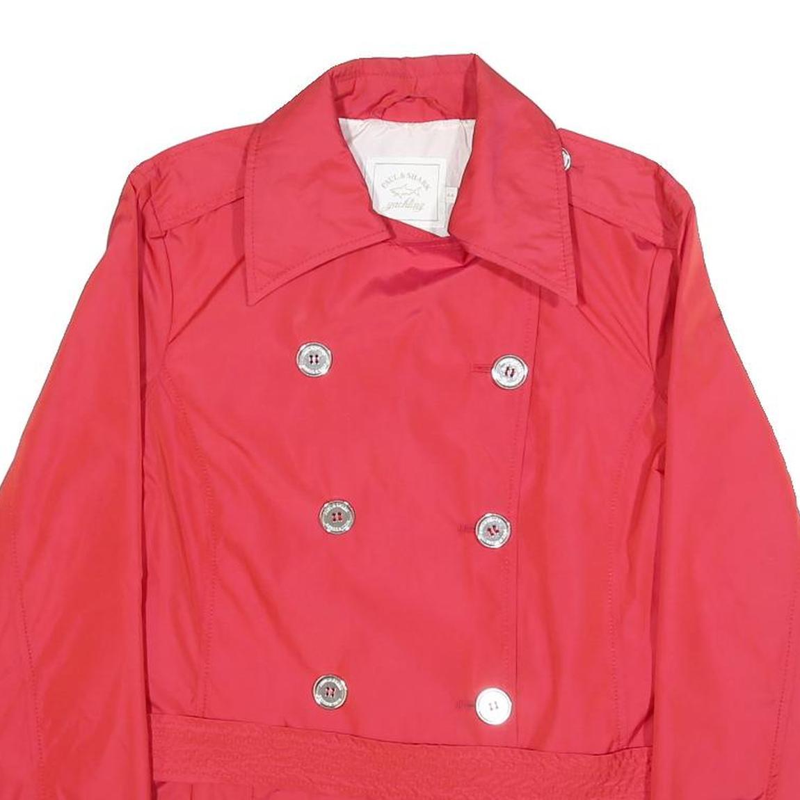 PAUL & SHARK Womens Red Button Jacket S Polyester Classic Double Breasted