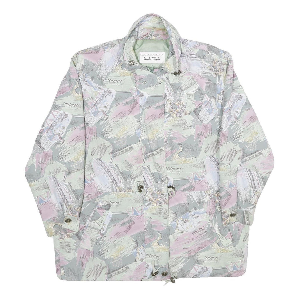 CHARLES VOGELE Womens Grey & Pink Print Jacket 2XL Polyester Zip Casual