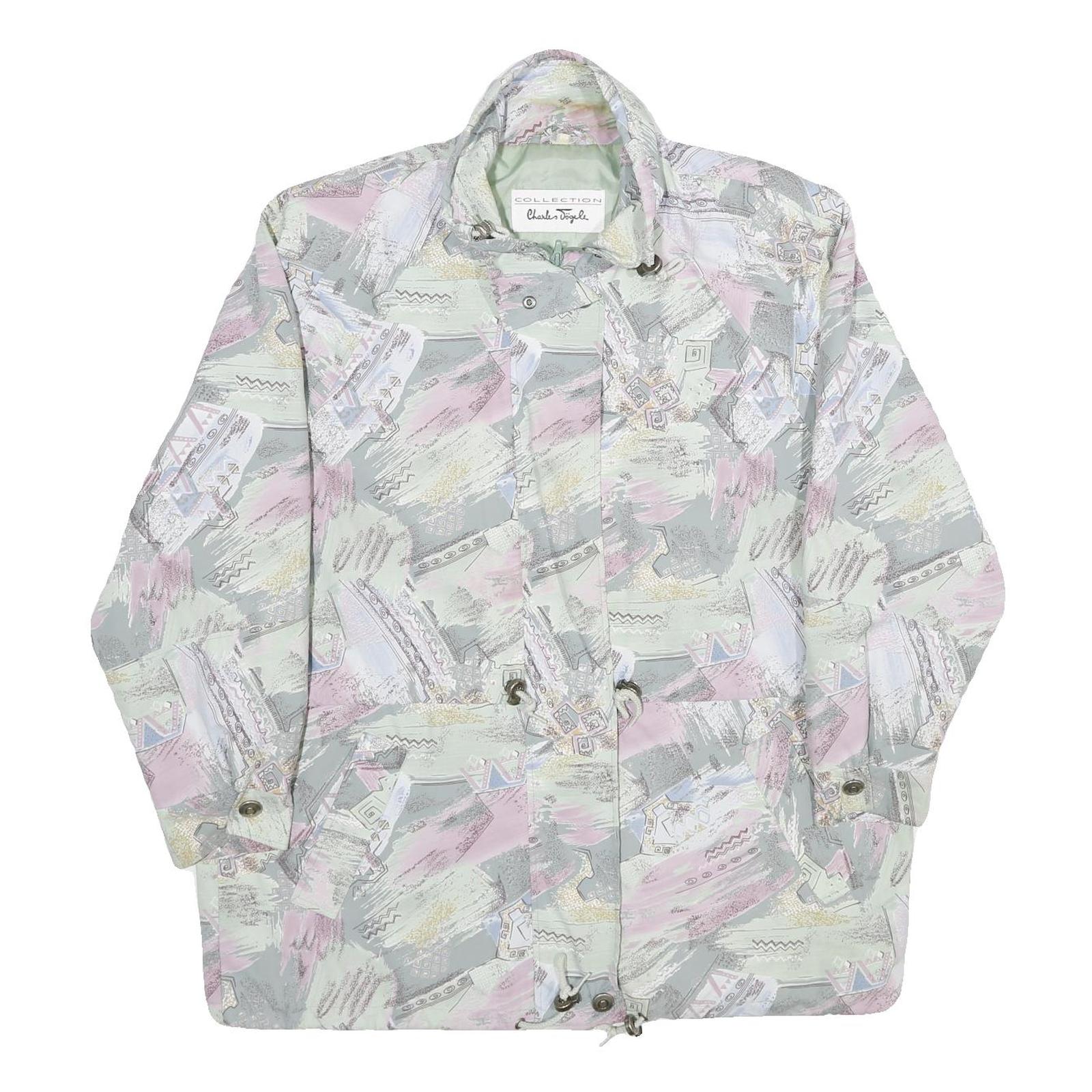 CHARLES VOGELE Womens Grey & Pink Print Jacket 2XL Polyester Zip Casual