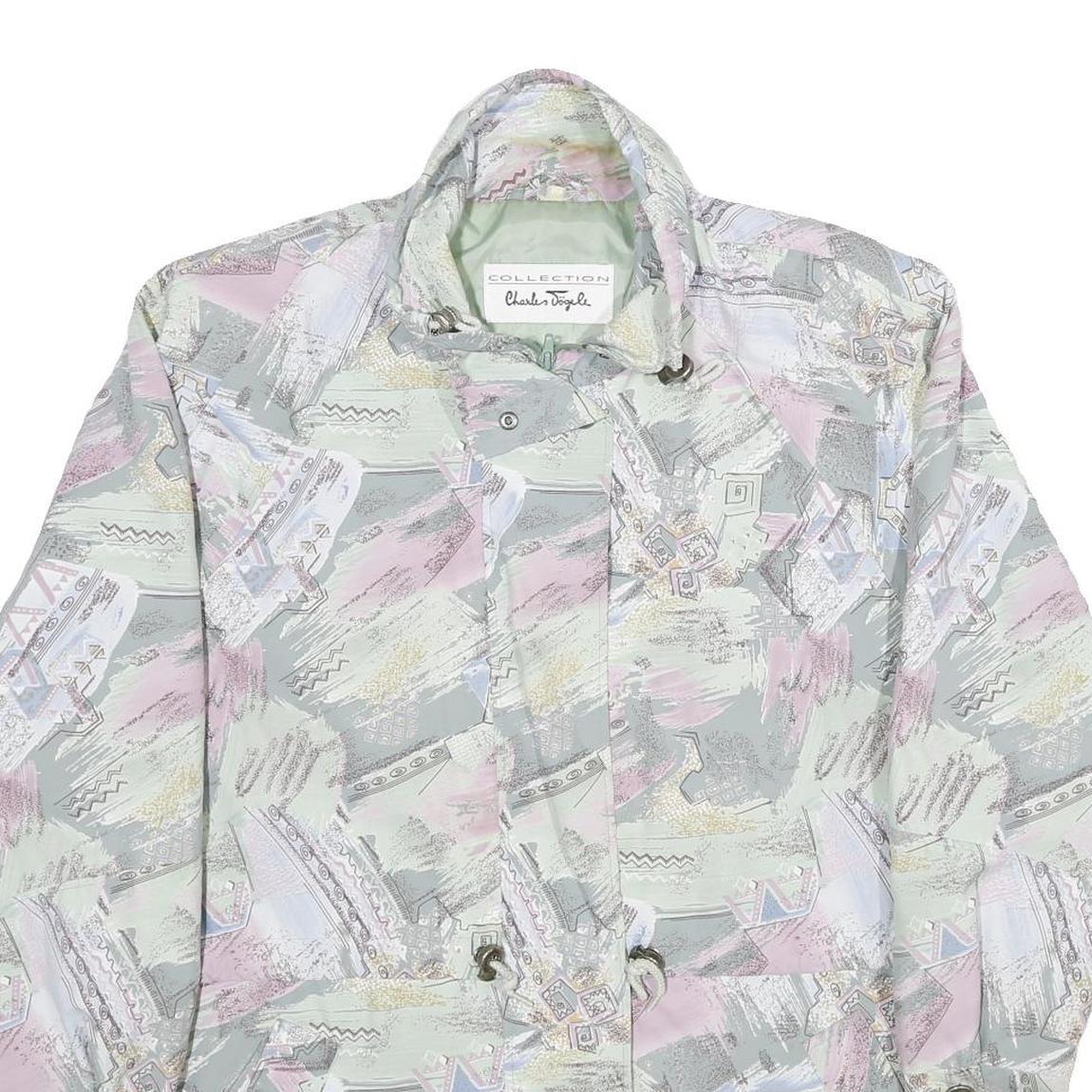 CHARLES VOGELE Womens Grey & Pink Print Jacket 2XL Polyester Zip Casual