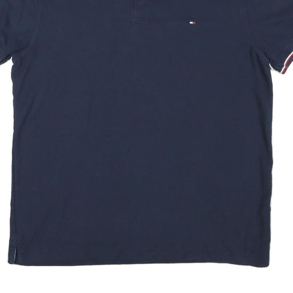TOMMY HILFIGER Mens Navy Blue Polo Shirt Short Sleeve Cotton Blend L