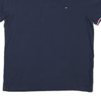 TOMMY HILFIGER Mens Navy Blue Polo Shirt Short Sleeve Cotton Blend L