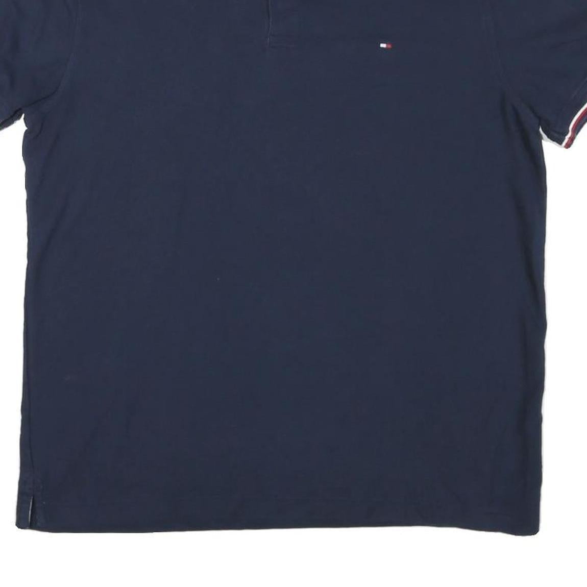 TOMMY HILFIGER Mens Navy Blue Polo Shirt Short Sleeve Cotton Blend L