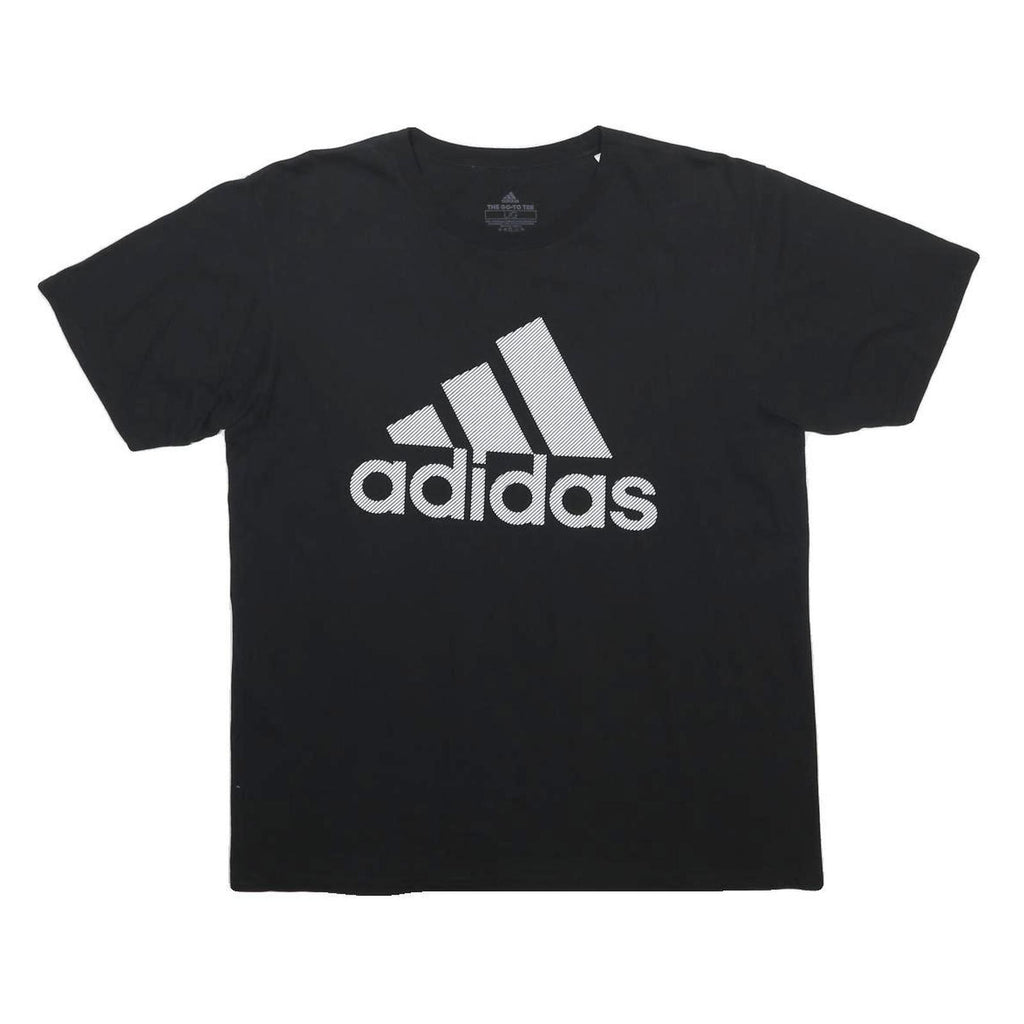 ADIDAS Mens Black & White Logo Graphic T-Shirt L Short Sleeve Crew Neck Cotton