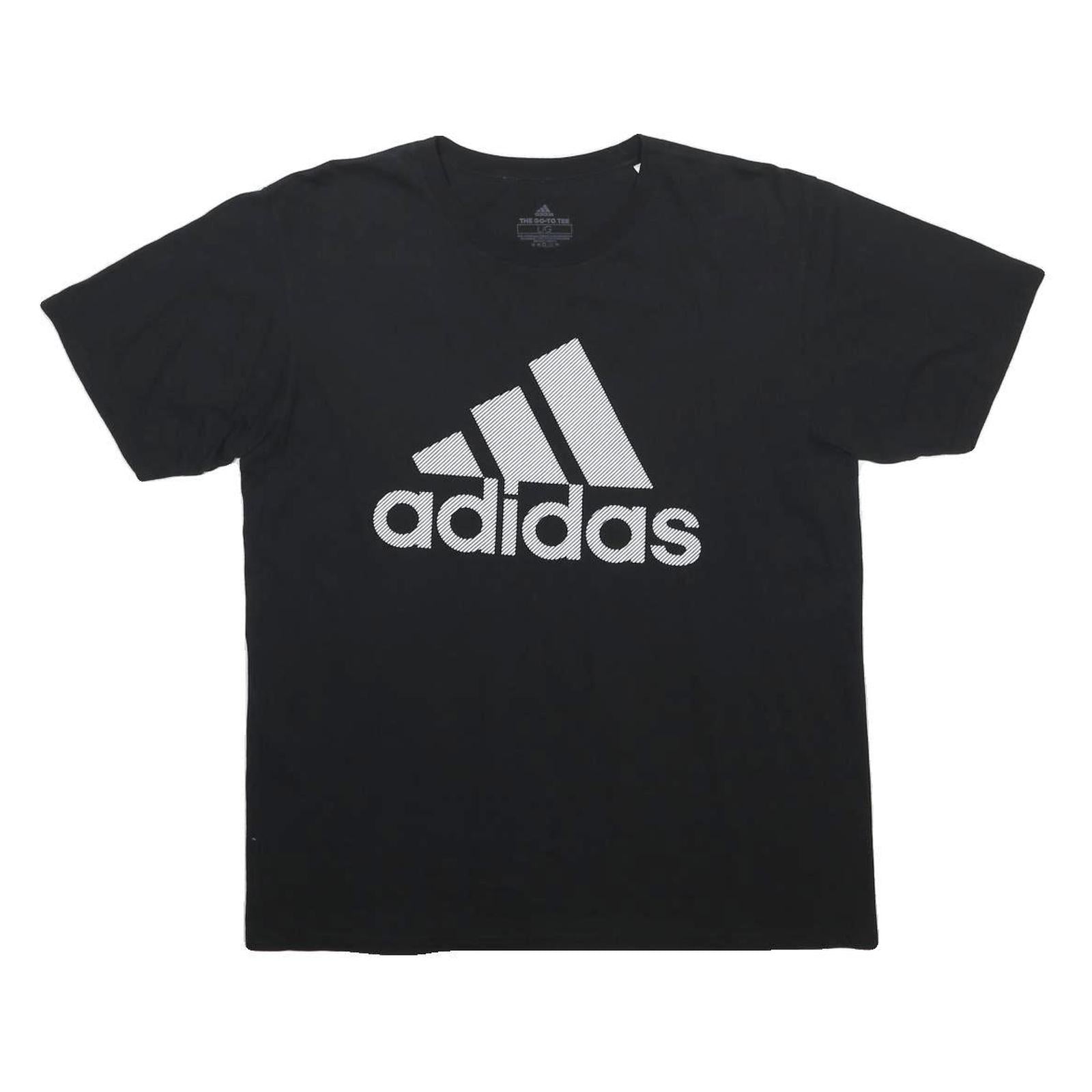 ADIDAS Mens Black & White Logo Graphic T-Shirt L Short Sleeve Crew Neck Cotton