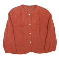 CLASSIC SET Womens Red Button Jacket L Polyester Blend Embroidered Floral