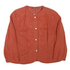 CLASSIC SET Womens Red Button Jacket L Polyester Blend Embroidered Floral