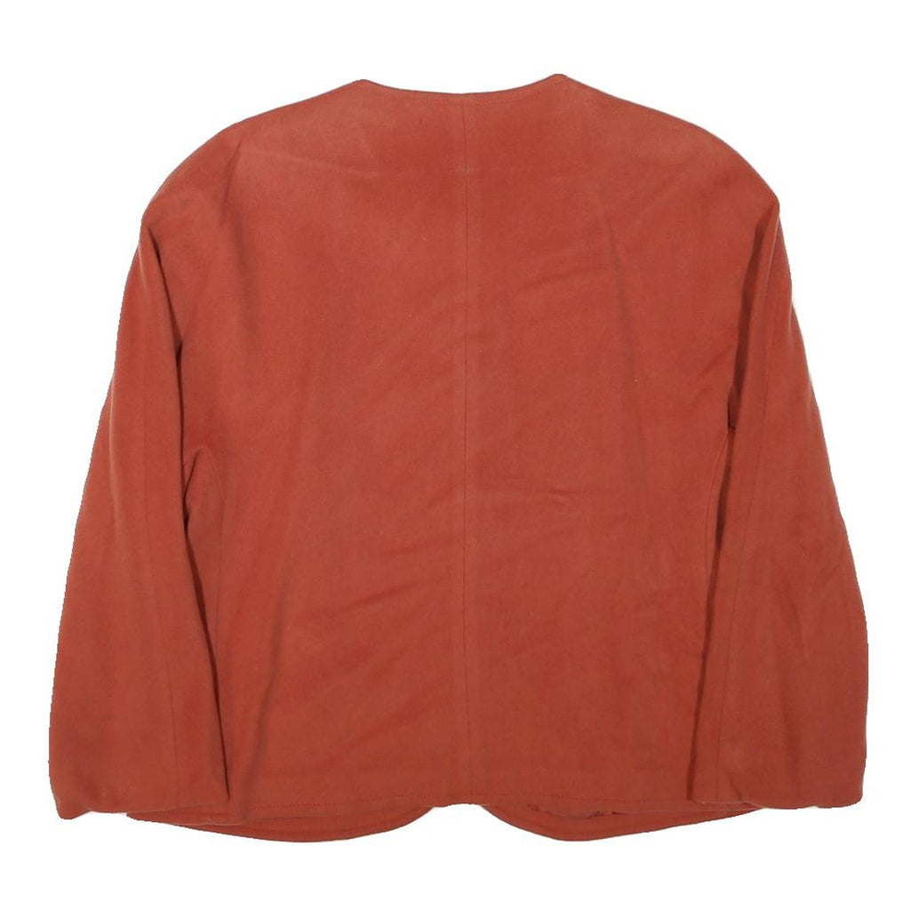 CLASSIC SET Womens Red Button Jacket L Polyester Blend Embroidered Floral