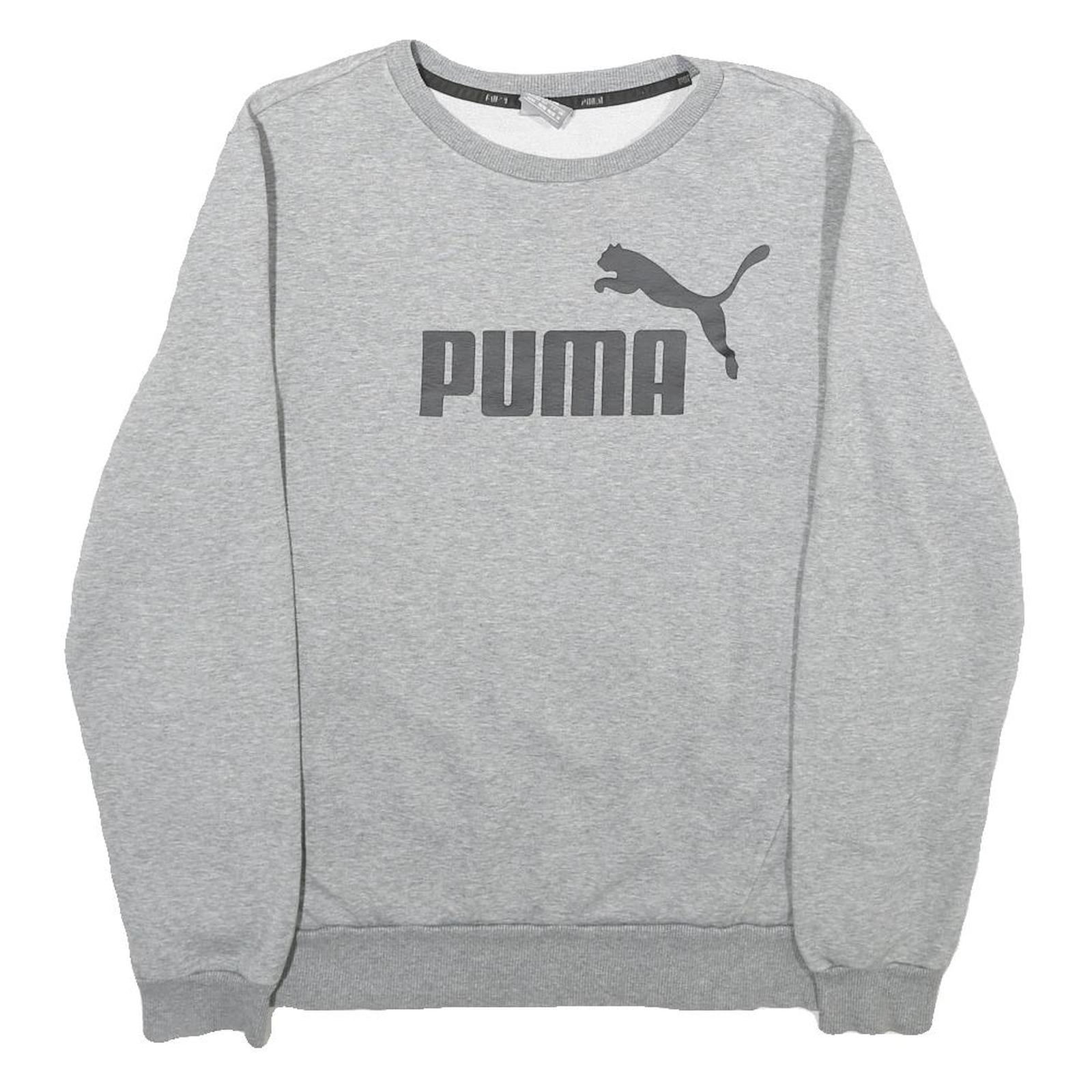 PUMA Mens Grey Sweatshirt Crew Neck M Cotton Blend Pullover Casual Active