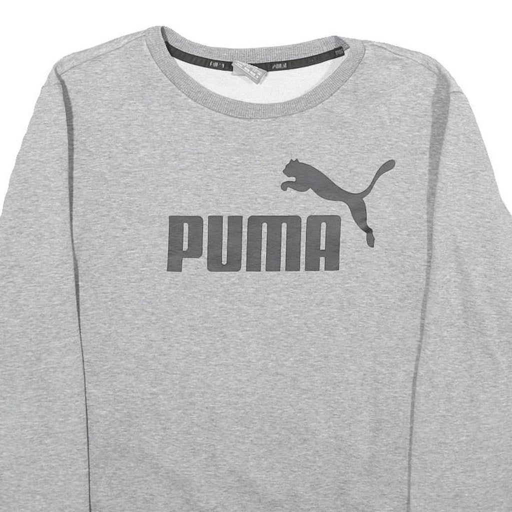 PUMA Mens Grey Sweatshirt Crew Neck M Cotton Blend Pullover Casual Active