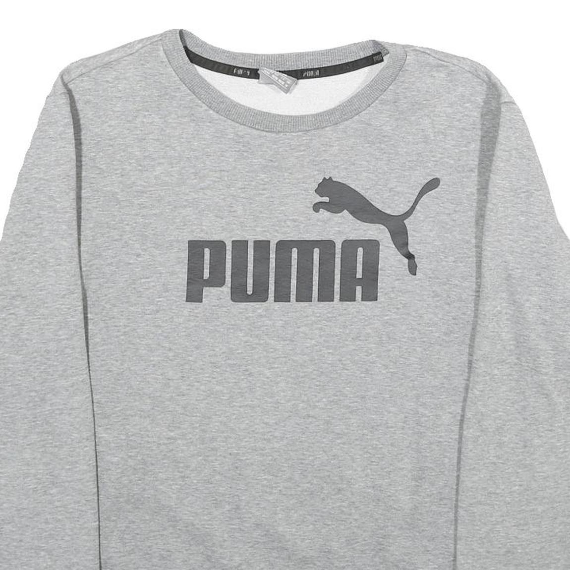 PUMA Mens Grey Sweatshirt Crew Neck M Cotton Blend Pullover Casual Active