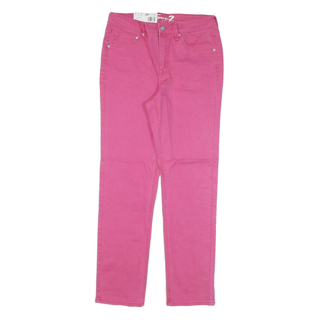 SEVEN7 Womens Regular Straight Pink Cotton Blend Jeans W28 L29 Stylish Comfort