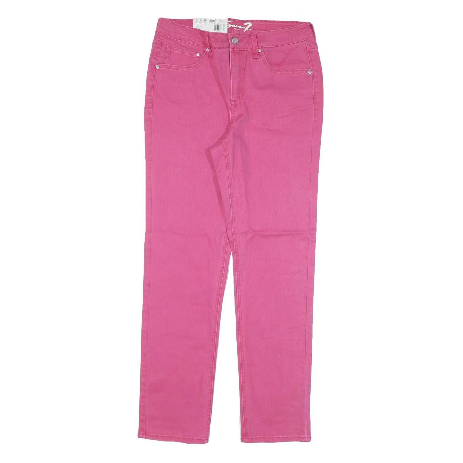 SEVEN7 Womens Regular Straight Pink Cotton Blend Jeans W28 L29 Stylish Comfort
