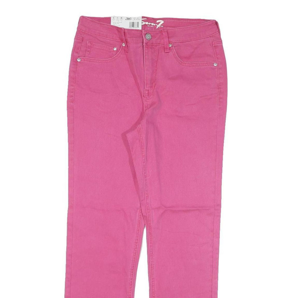 SEVEN7 Womens Regular Straight Pink Cotton Blend Jeans W28 L29 Stylish Comfort