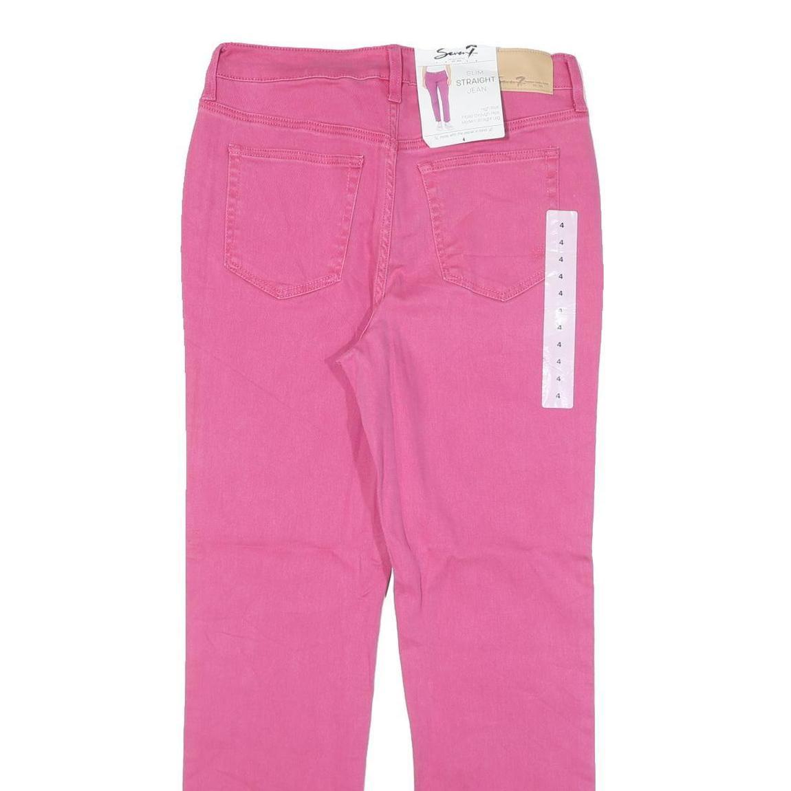 SEVEN7 Womens Regular Straight Pink Cotton Blend Jeans W28 L29 Stylish Comfort