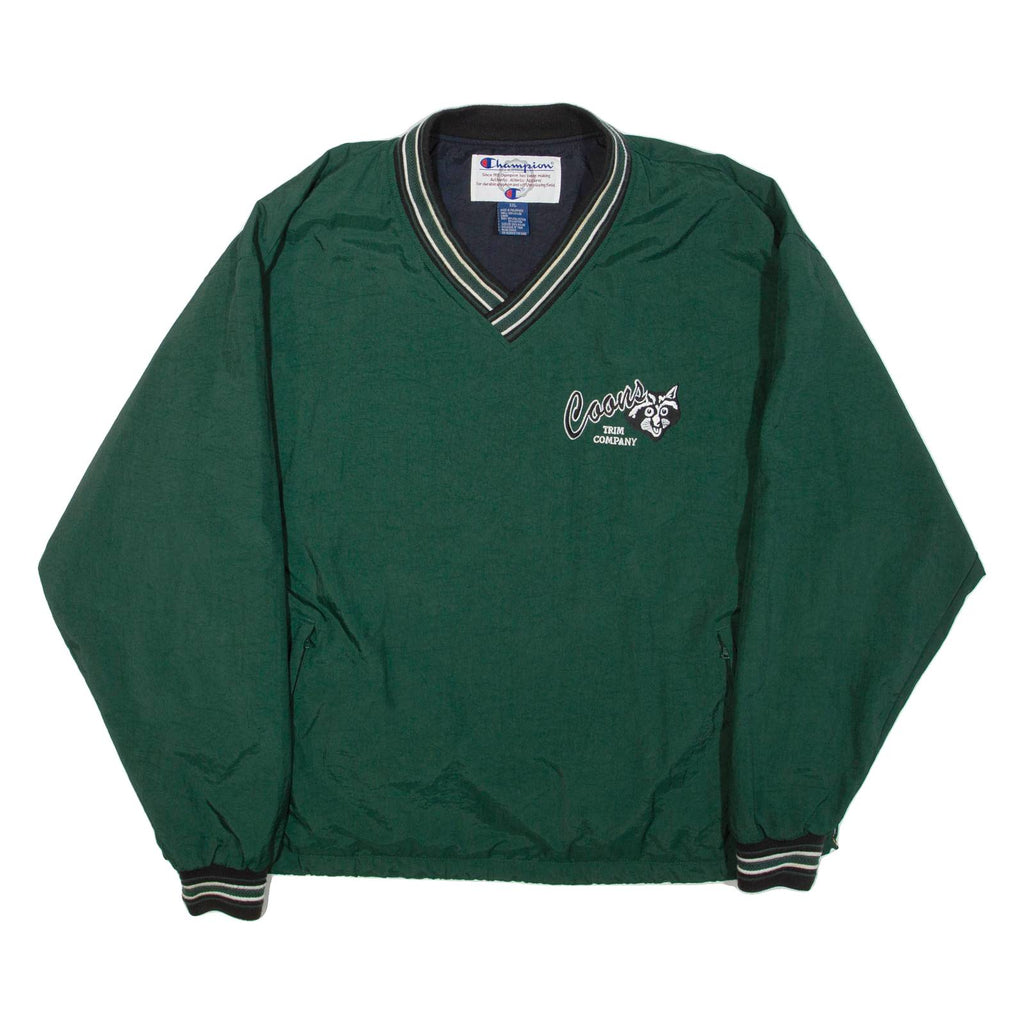 CHAMPION Mens Sweatshirt Green V-Neck Nylon 2XL