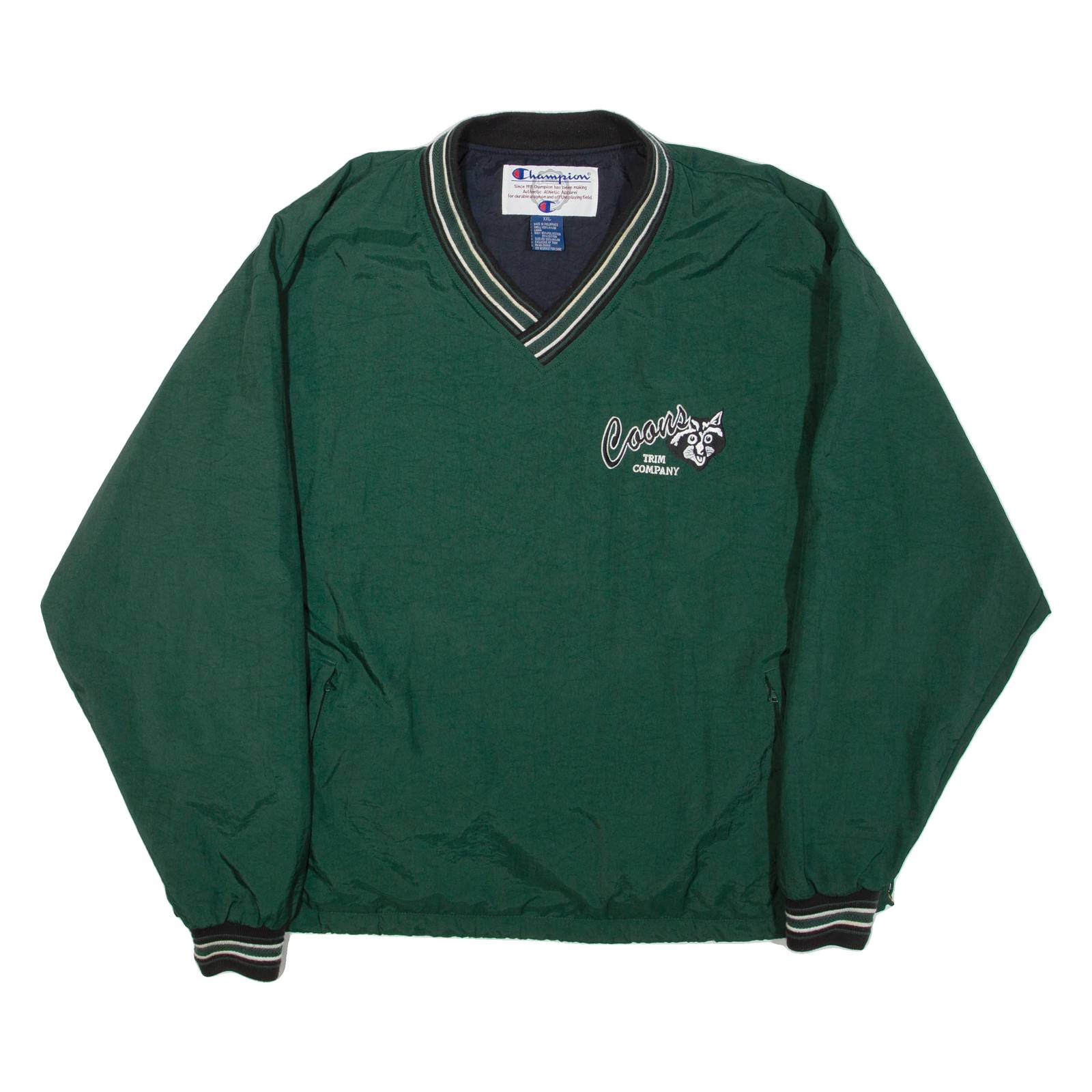 CHAMPION Mens Sweatshirt Green V-Neck Nylon 2XL