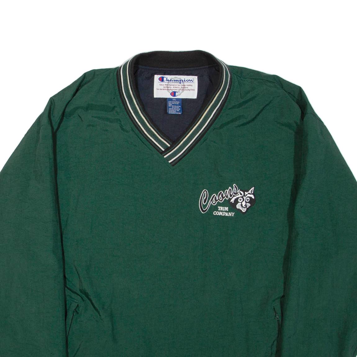 CHAMPION Mens Sweatshirt Green V-Neck Nylon 2XL