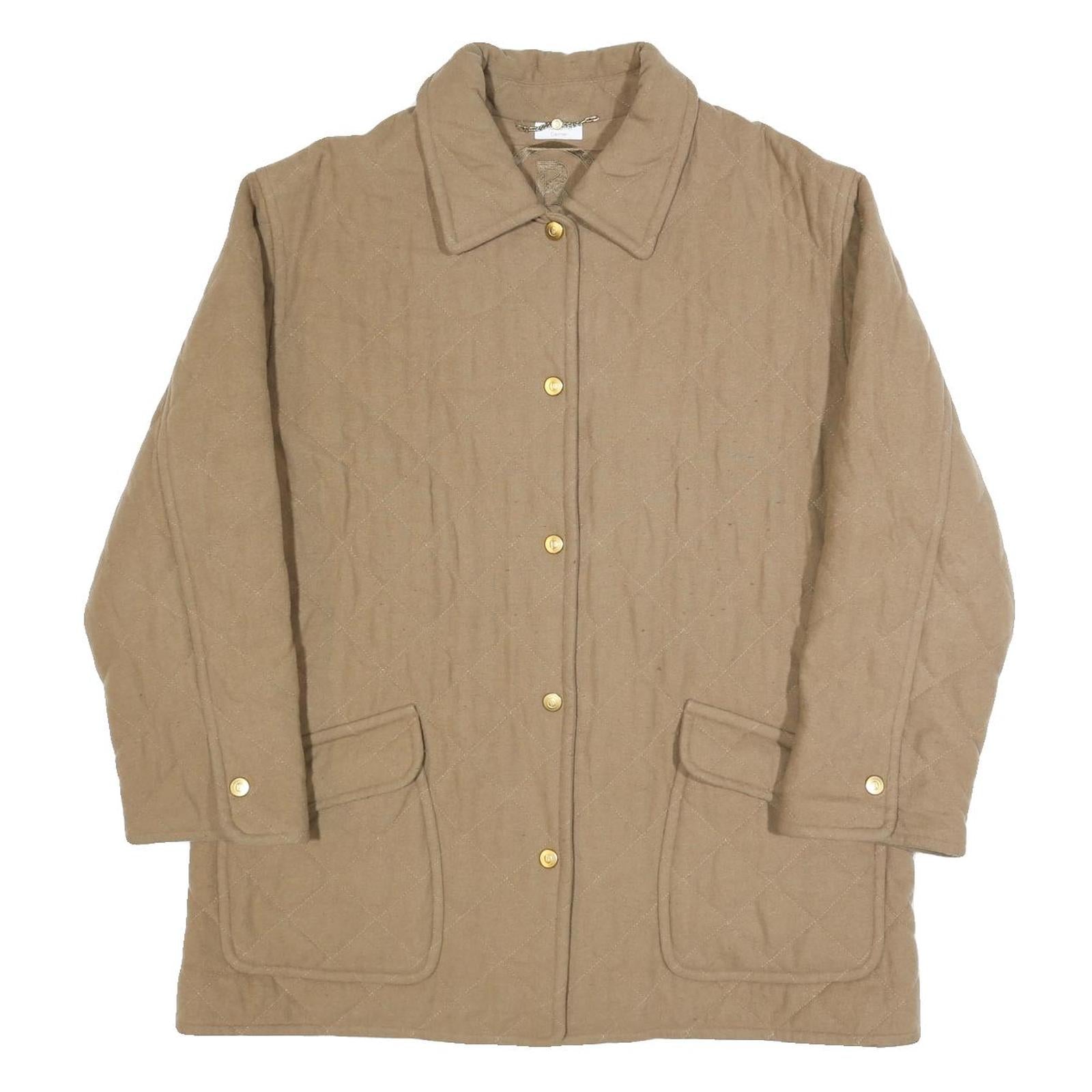 BOGNER Womens Beige Quilted Jacket L Button Closure Regular Fit Classic Style