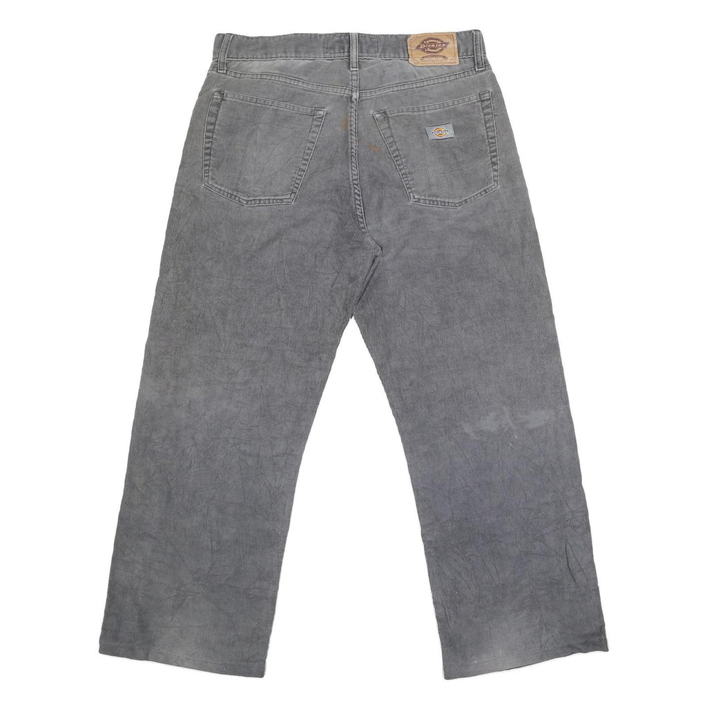 DICKIES Mens Cotton Blend Grey Regular Straight Trousers W34 L27 Workwear