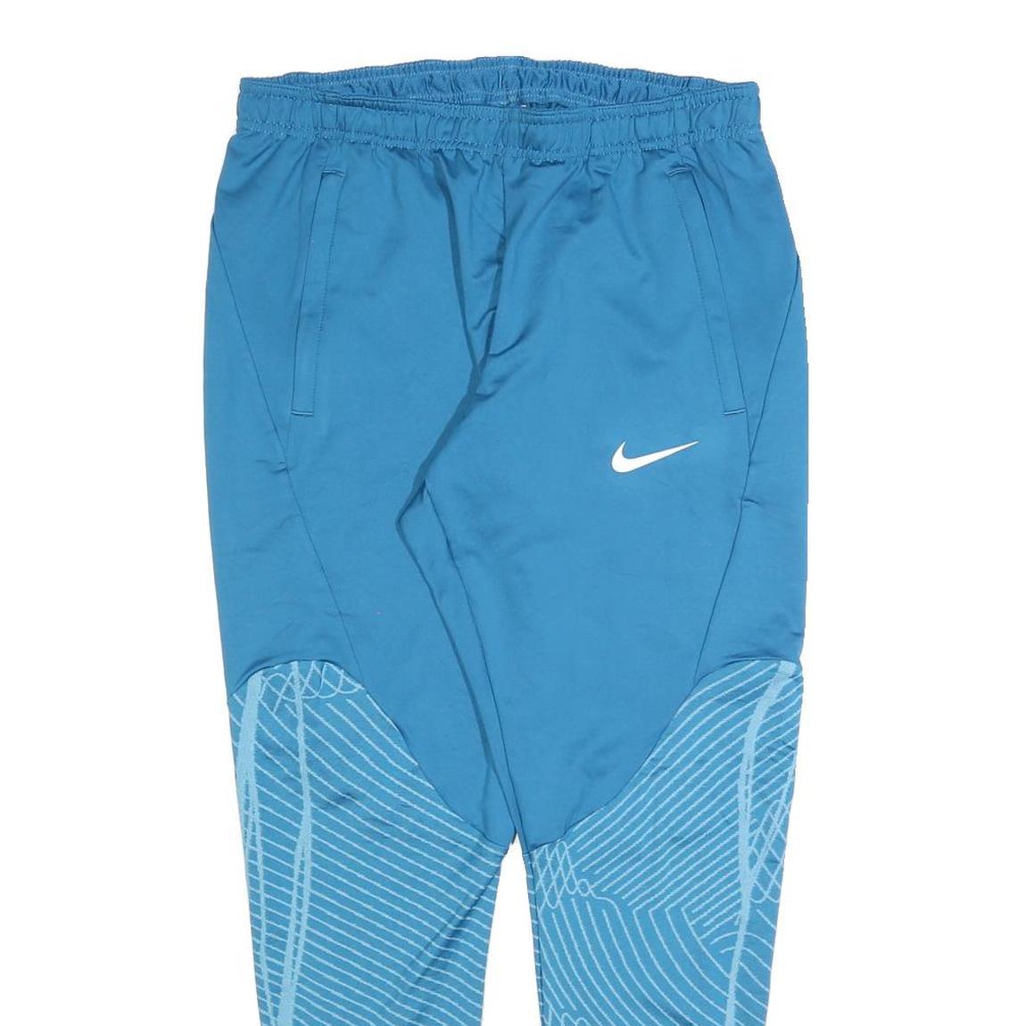 NIKE Womens Joggers Blue & Light Blue L W30 L30 Polyester Blend Slim Tapered