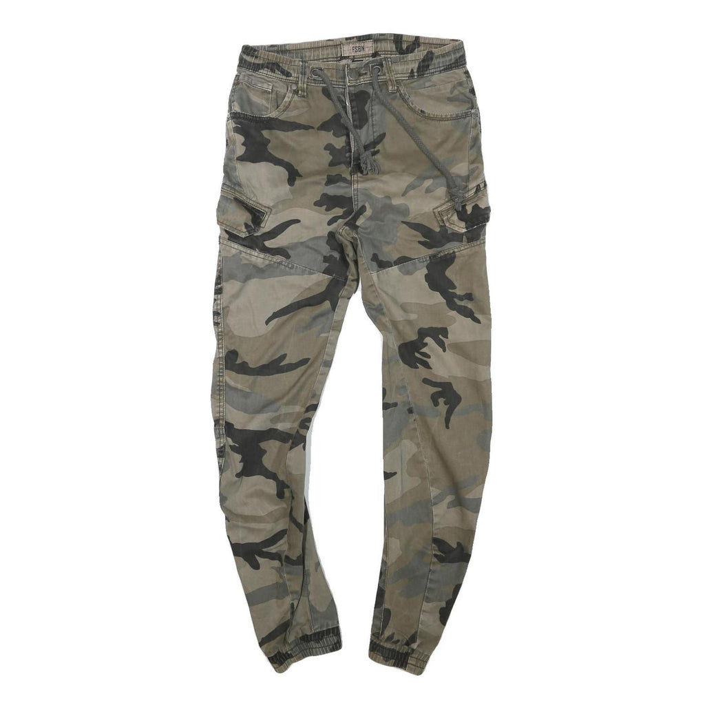 FSBN Mens Slim Cotton Blend Camouflage Slim Tapered Trousers W30 L29
