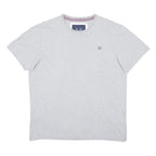 CREW CLOTHING Mens Grey Graphic T-Shirt XL Short Sleeve Crew Neck Cotton Blend