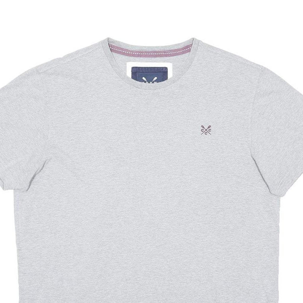 CREW CLOTHING Mens Grey Graphic T-Shirt XL Short Sleeve Crew Neck Cotton Blend