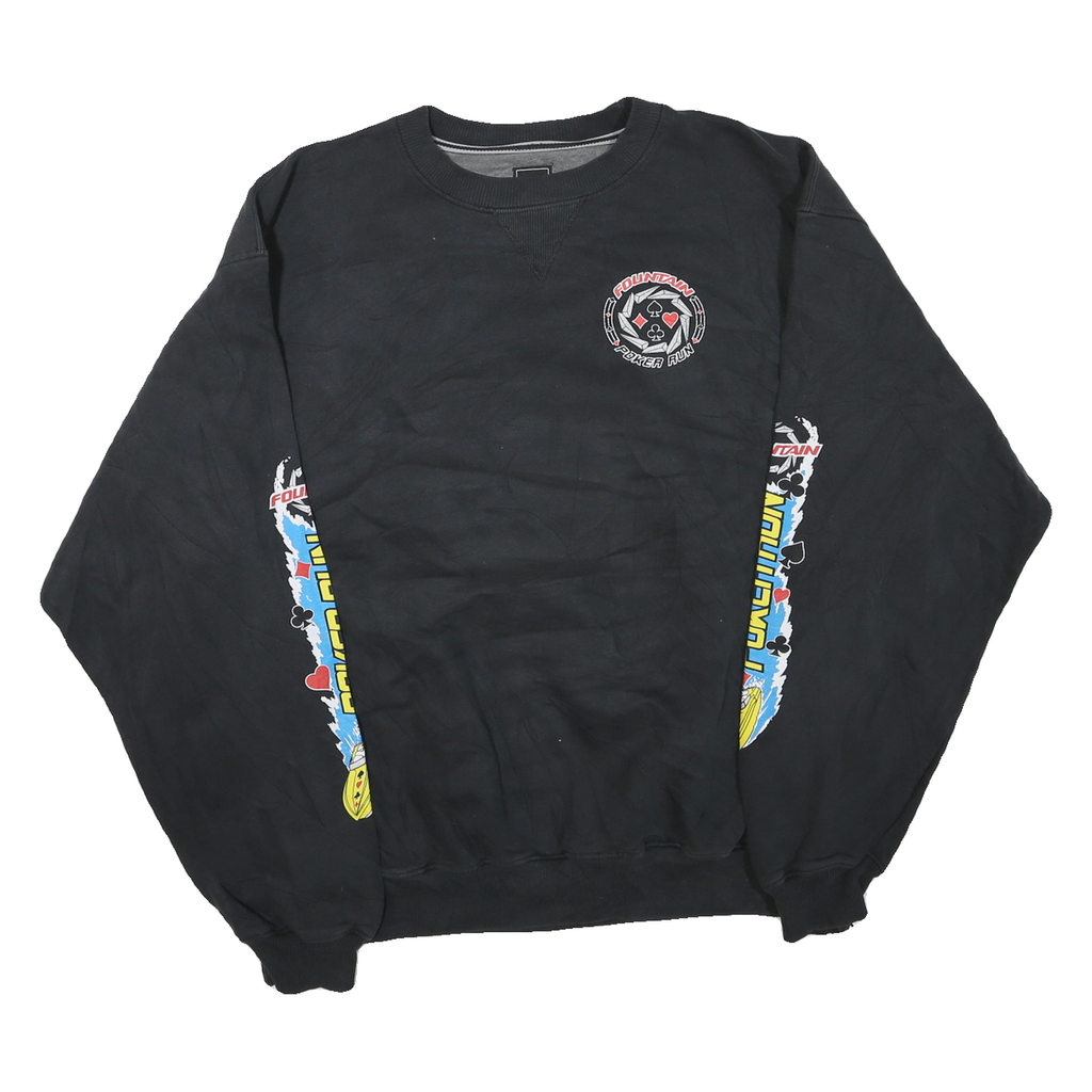 CHAMPION Mens Black Fountain Poker Run Crew Neck XL Cotton Blend Sweatshirt