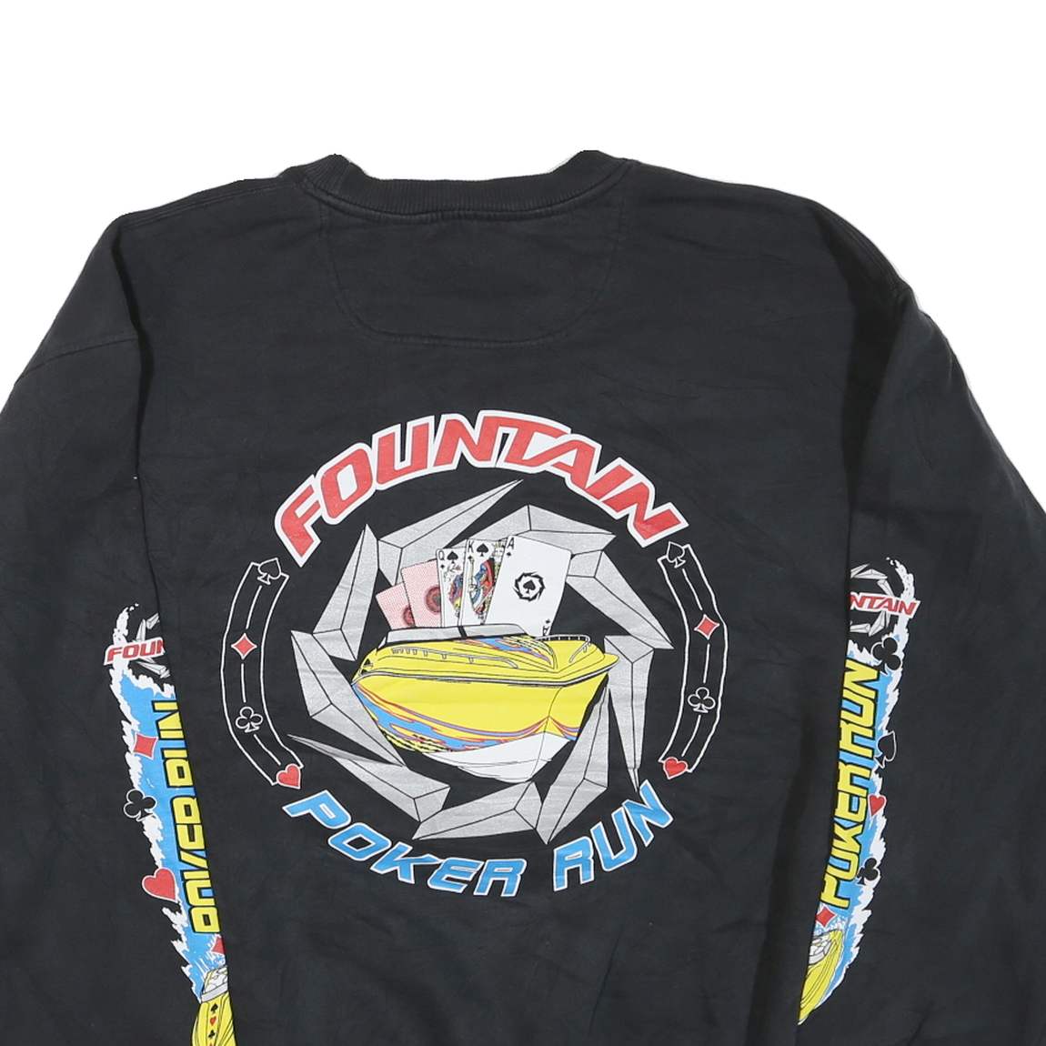 CHAMPION Mens Black Fountain Poker Run Crew Neck XL Cotton Blend Sweatshirt