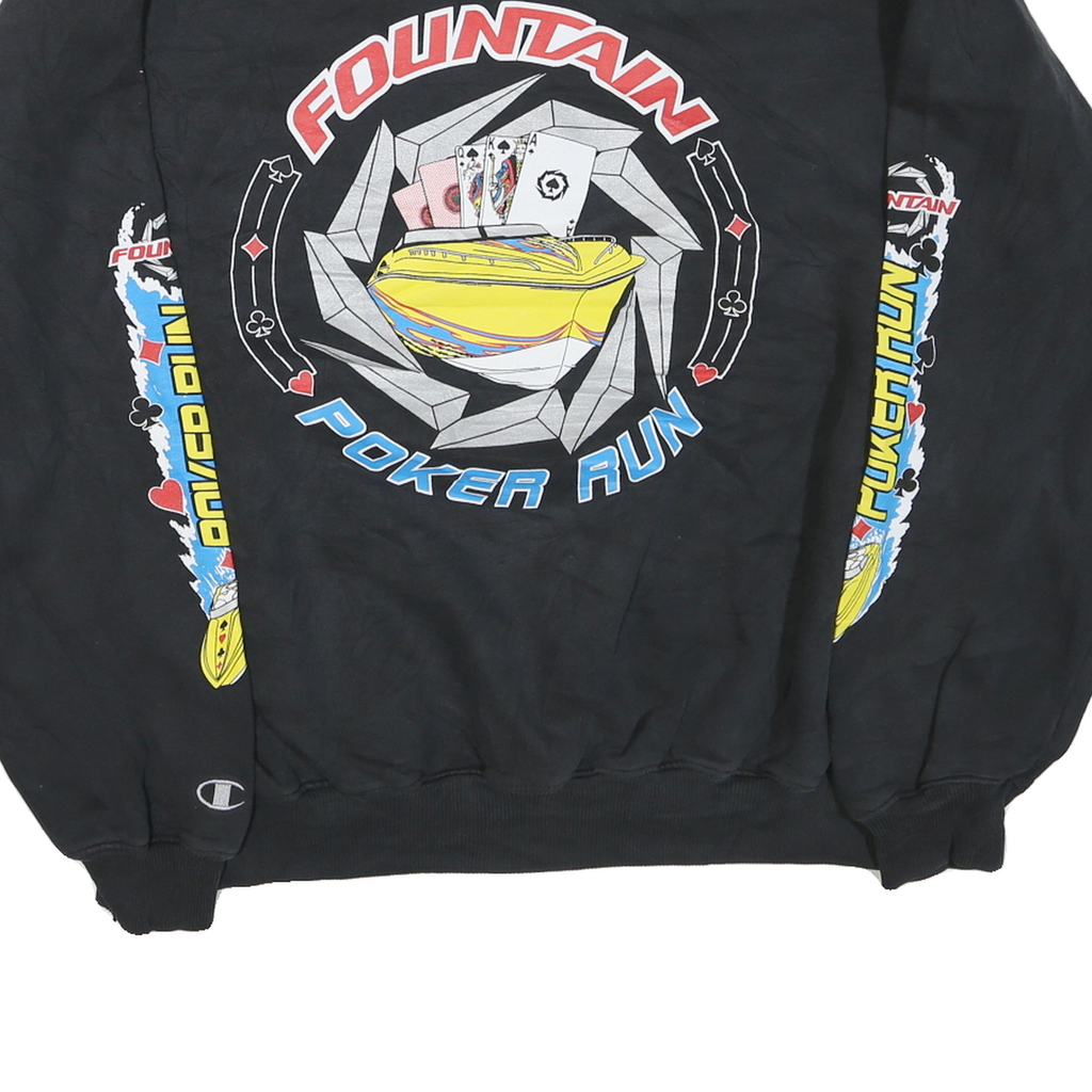 CHAMPION Mens Black Fountain Poker Run Crew Neck XL Cotton Blend Sweatshirt