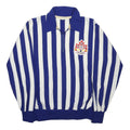 CROSSBAR Mens Blue & White Patterned Pullover Jumper Zip Collar Acrylic L