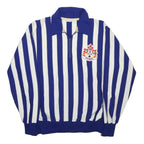 CROSSBAR Mens Blue & White Patterned Pullover Jumper Zip Collar Acrylic L