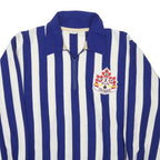 CROSSBAR Mens Blue & White Patterned Pullover Jumper Zip Collar Acrylic L