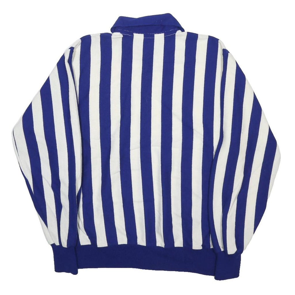 CROSSBAR Mens Blue & White Patterned Pullover Jumper Zip Collar Acrylic L