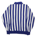 CROSSBAR Mens Blue & White Patterned Pullover Jumper Zip Collar Acrylic L