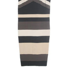 KAREN MILLEN Womens Black & Beige Striped Bodycon Knit Sleeveless Midi Dress S