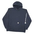 CARHARTT Mens Navy Blue Pullover Hoodie 2XL Cotton Blend Logo Print